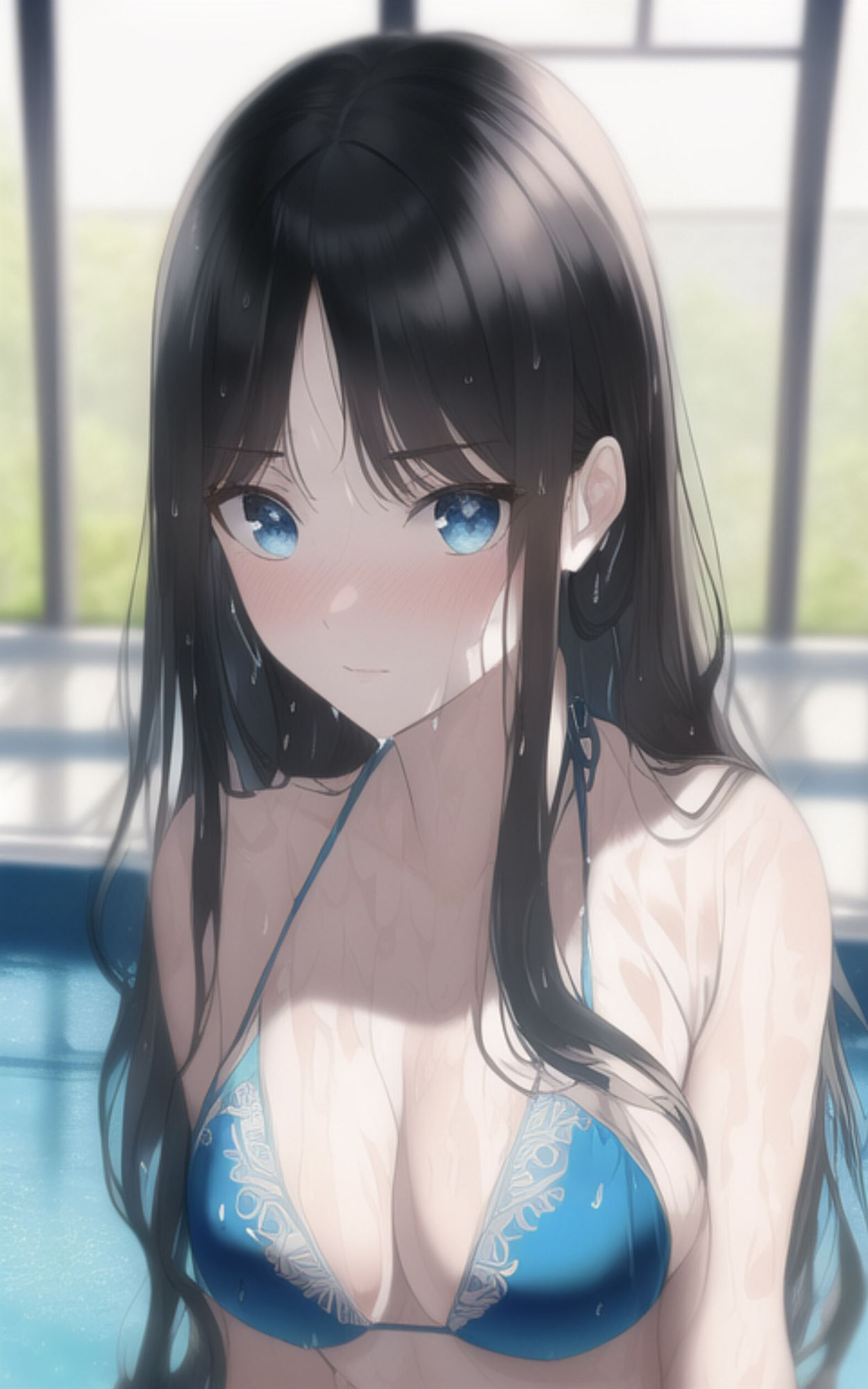 サンプル画像6:久しぶりに会った巨乳美女にセクシーなビキニを着せて、プールでデートする。(やなせ) [d_285368]