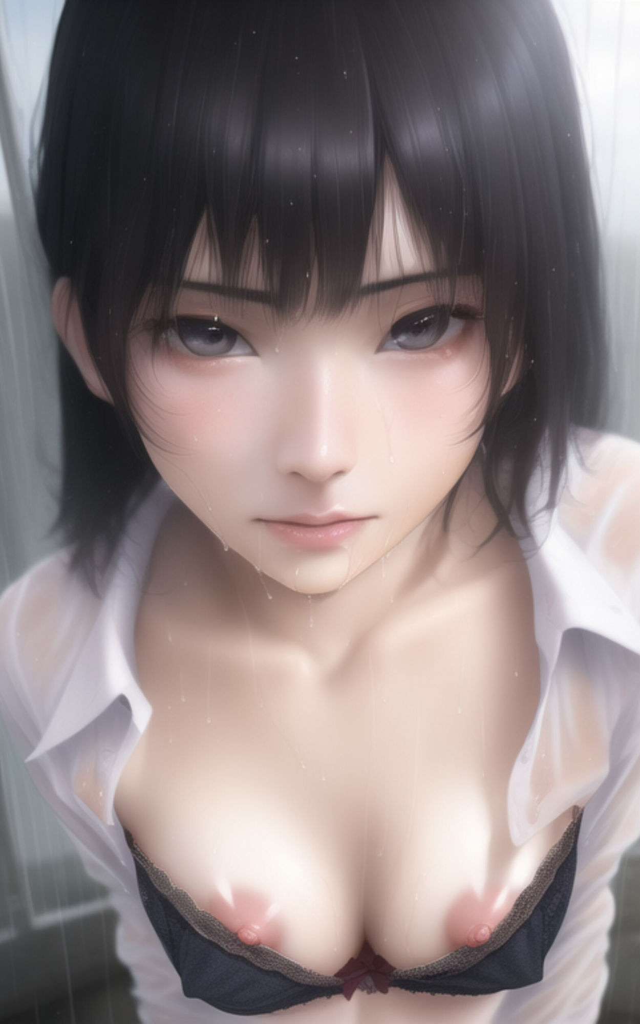 サンプル画像1:雨で濡れた制服美女が諦めてその場で脱いで全部見せてくれる写真集(やなせ) [d_285370]