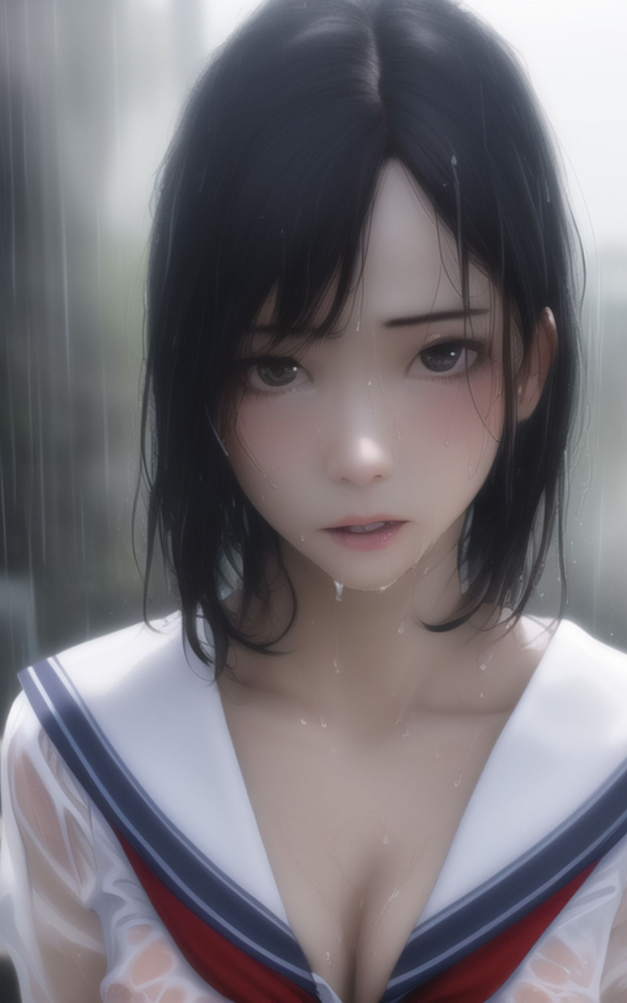 サンプル画像4:雨で濡れた制服美女が諦めてその場で脱いで全部見せてくれる写真集(やなせ) [d_285370]