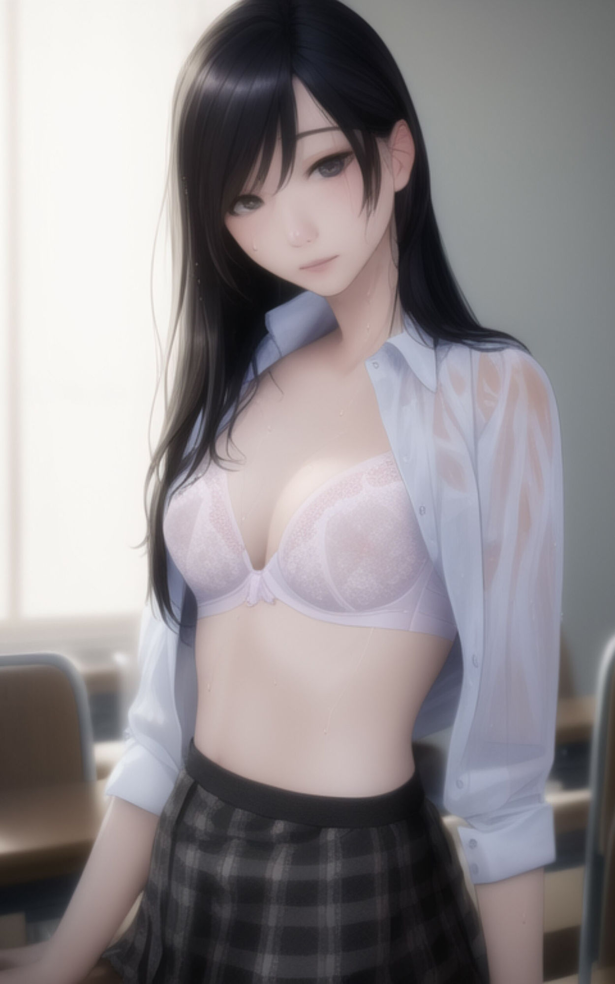 サンプル画像5:雨で濡れた制服美女が諦めてその場で脱いで全部見せてくれる写真集(やなせ) [d_285370]