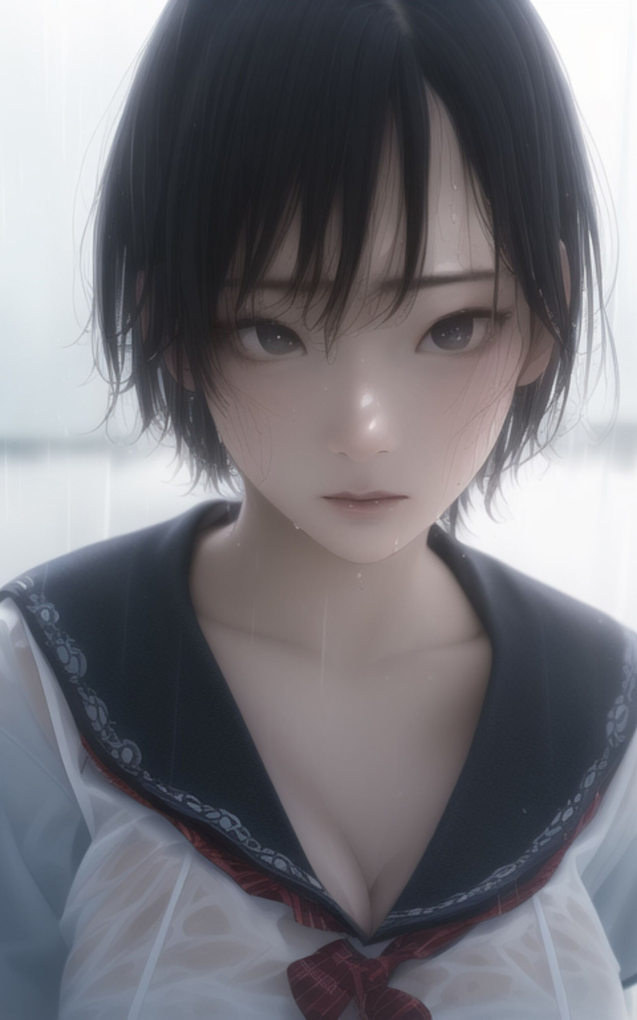 サンプル画像2:雨に濡れてしまった女子◯生の姿を楽しむ写真集(やなせ) [d_285372]