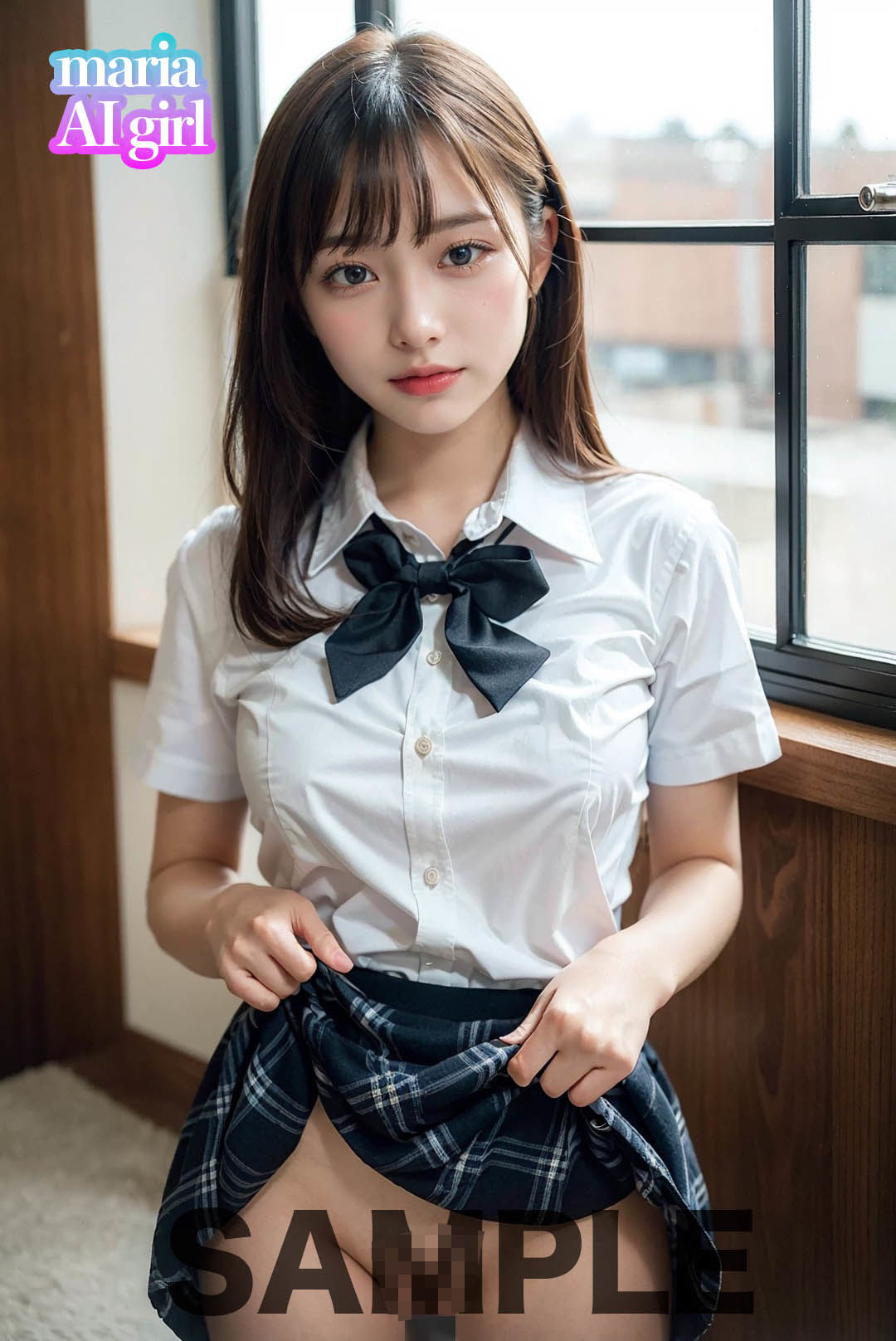 サンプル画像1:通勤中にめちゃくちゃかわいいJKからえちえち誘惑されて朝から勃起が収まらない僕(maria ｜ AI girl) [d_285410]