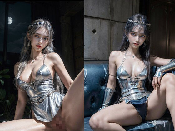 サンプル画像2:パイパンと陰毛どっちが好き？〜銀髪騎士団長編〜(AI美女図鑑) [d_285625]