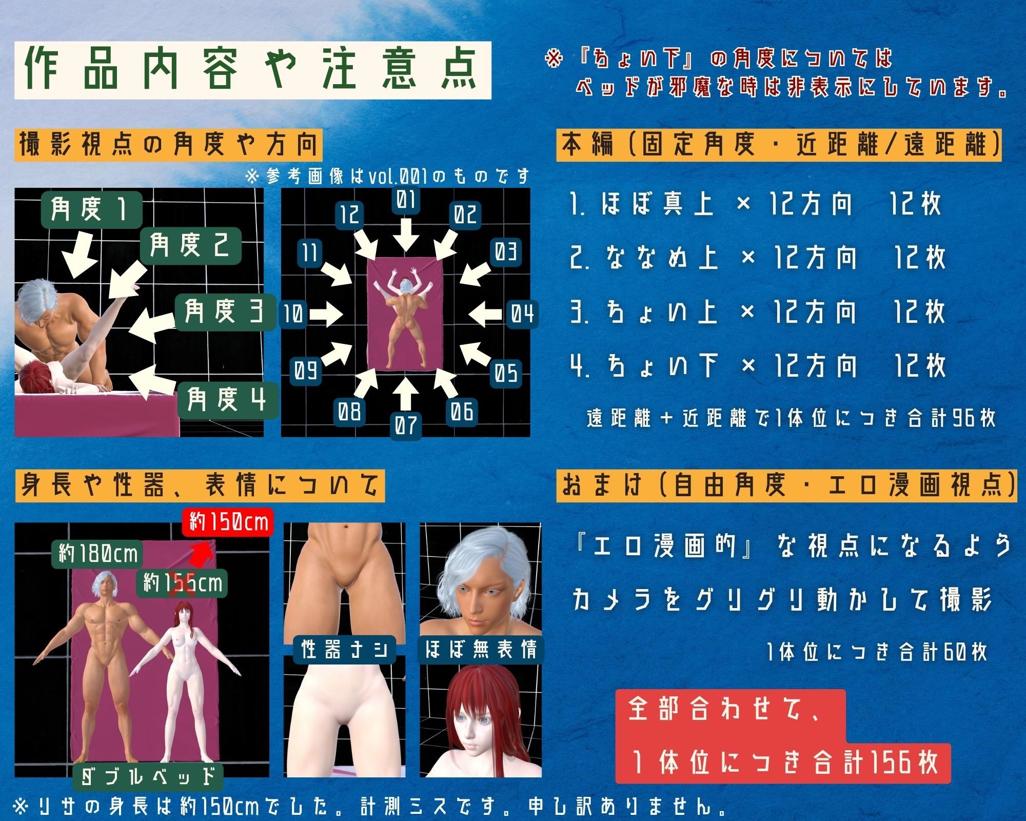 作画資料に使える！エロ漫画用3Dポーズ集 Vol.001 【 お試し編 】 作成イメージ : 〜異世界転移した社畜OLと隠れ鬼畜なイケメン筋肉王子〜