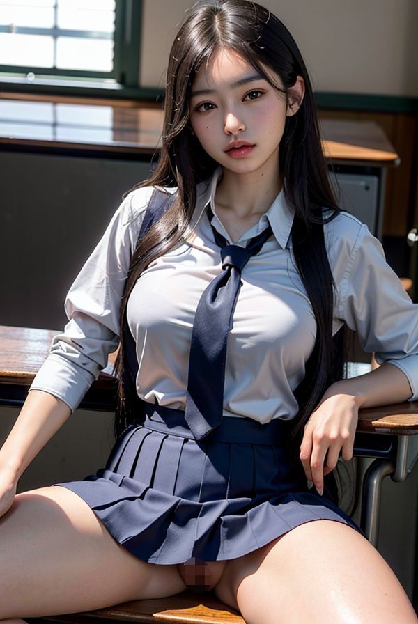 サンプル画像1:教室で誘惑するパンチラJK（仮）(淫獣ぱんだ会) [d_285696]