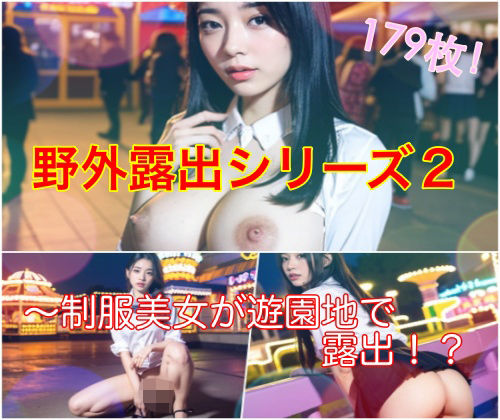 野外露出シリーズ2〜制服美女が夜の遊園地で露出！？〜