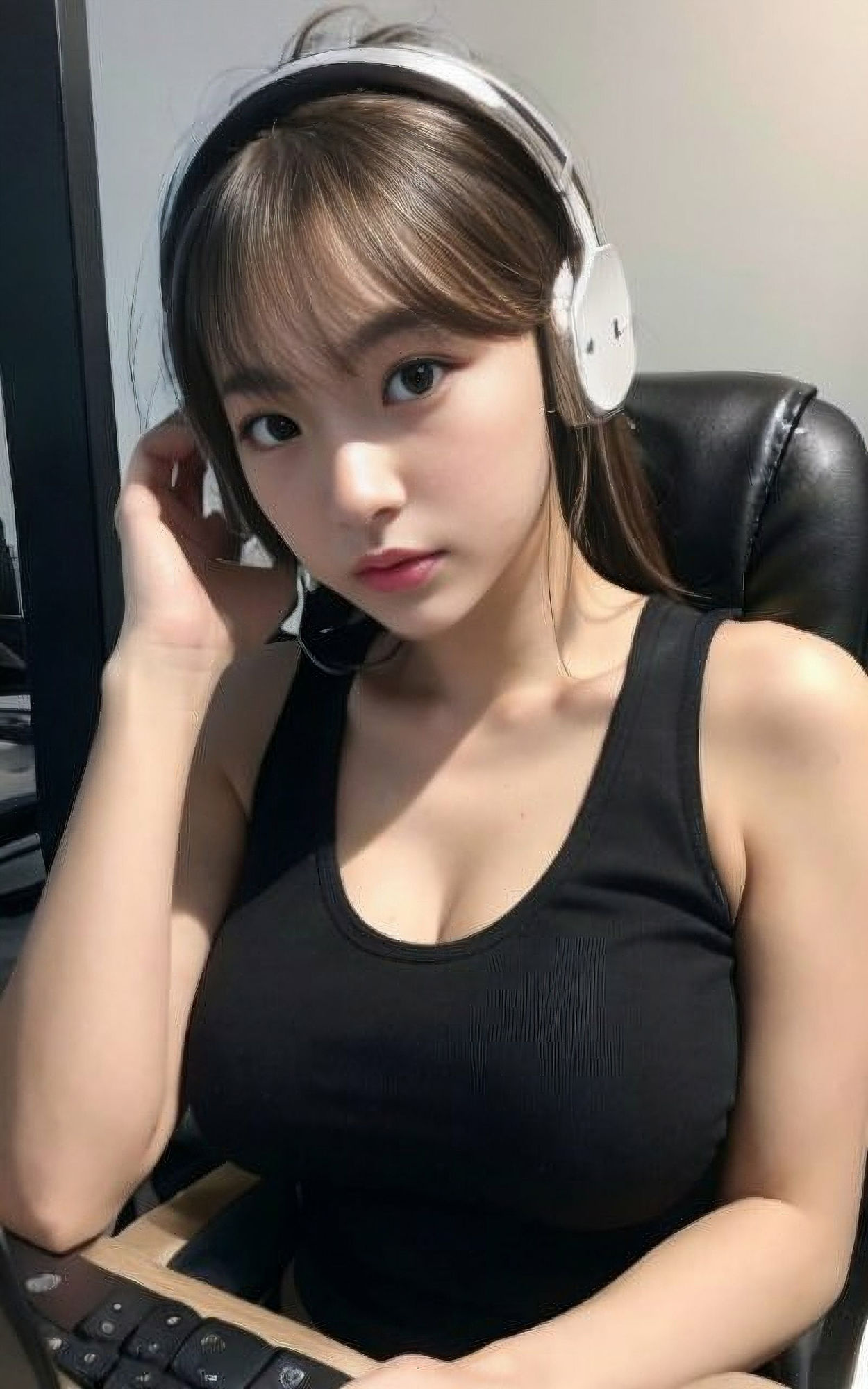 サンプル画像3:ダイエットよりゲームをしていたいオタク女性配信者(AIグラビア図書館) [d_287056]