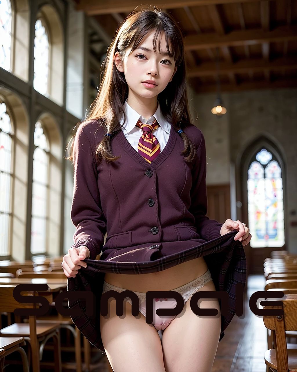 サンプル画像1:夢のシチュエーション お嬢様学校の女子校生（18歳JK）の表の顔と裏の顔(AI_MODEL_agency) [d_287357]