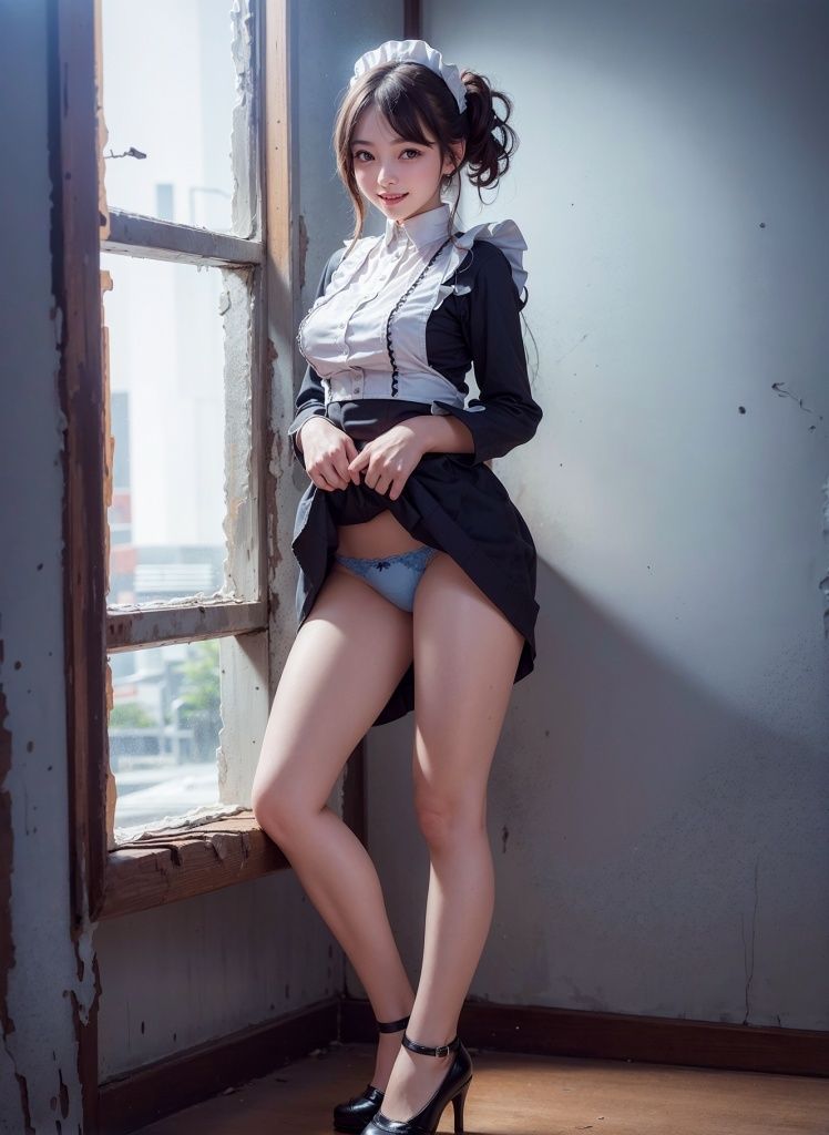 サンプル画像2:パンツ見せてくれるセクシーメイドちゃん フェチAIグラビア写真集(るぅる) [d_287980]