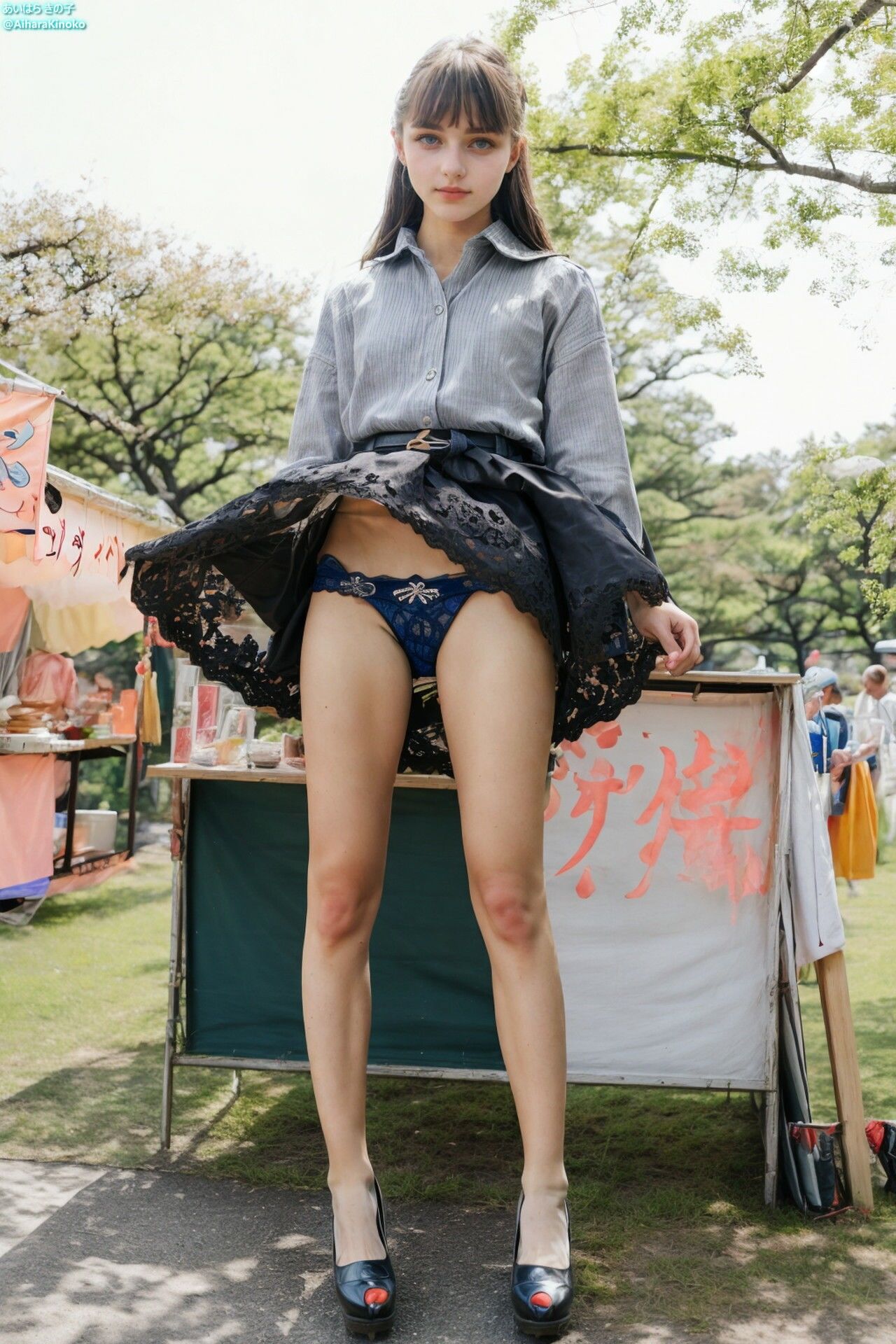 サンプル画像5:美人外国人観光客の風チラ・パンチラ・デカ尻集〜ニポンへようこそ〜(AiharaKinoko フェチAI愛) [d_288098]