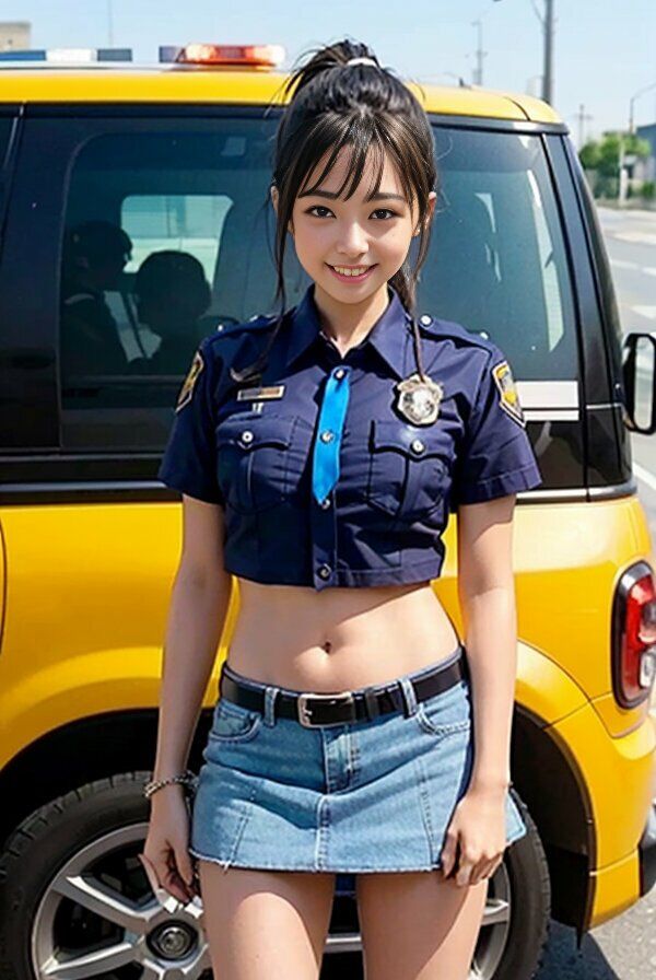 サンプル画像1:AIコスプレグラビア へそ出しミニスカポリス(美伝プロジェクト) [d_288234]