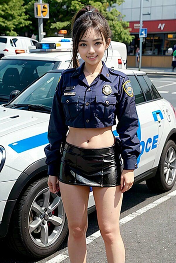 サンプル画像2:AIコスプレグラビア へそ出しミニスカポリス(美伝プロジェクト) [d_288234]