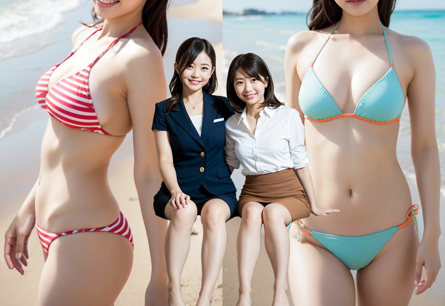 サンプル画像4:【お友達の水着姿】いつも一緒に働いているOL女子社員たちのプライベート(リアル日替わりさん) [d_288238]