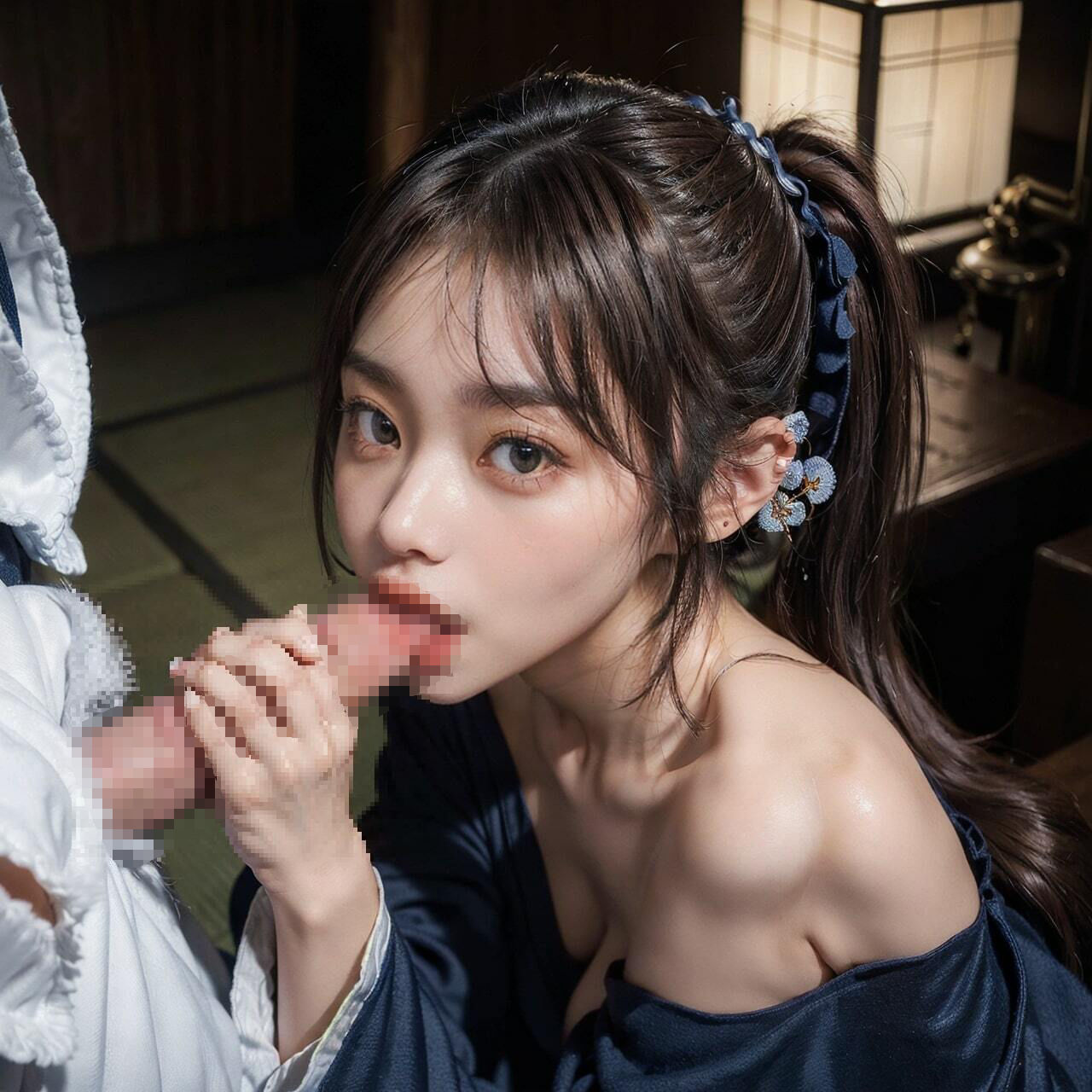 サンプル画像4:巫女の着たままSEX(AI美女図鑑) [d_288432]