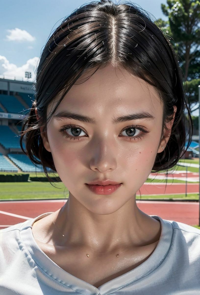 サンプル画像6:陸上女子の汗(秋野美女研究所) [d_288476]