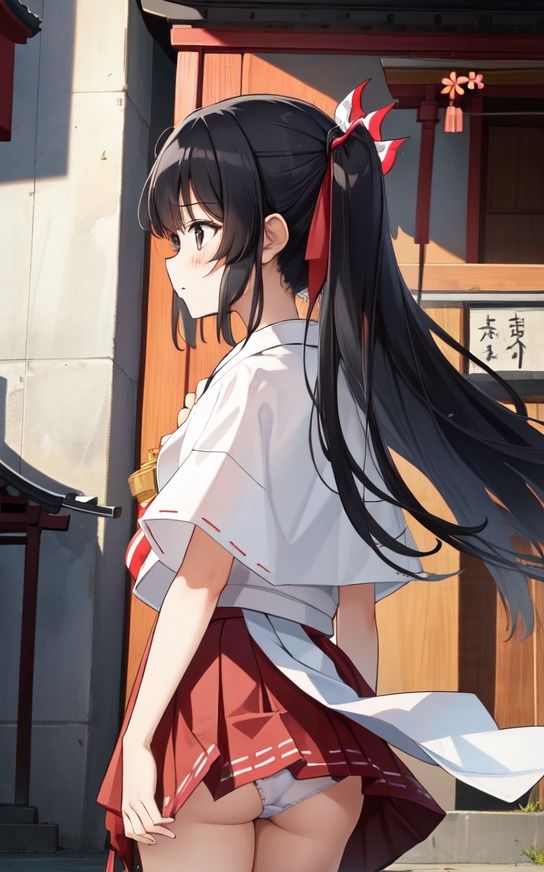 サンプル画像1:【巫女さまのパンチラ】美少女イラスト集【63枚】(AIカスタムラボ) [d_288539]