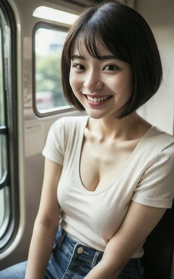サンプル画像2:AI写真集 通勤電車でみるあの子の秘密 水卜マイ(AIgis) [d_288623]