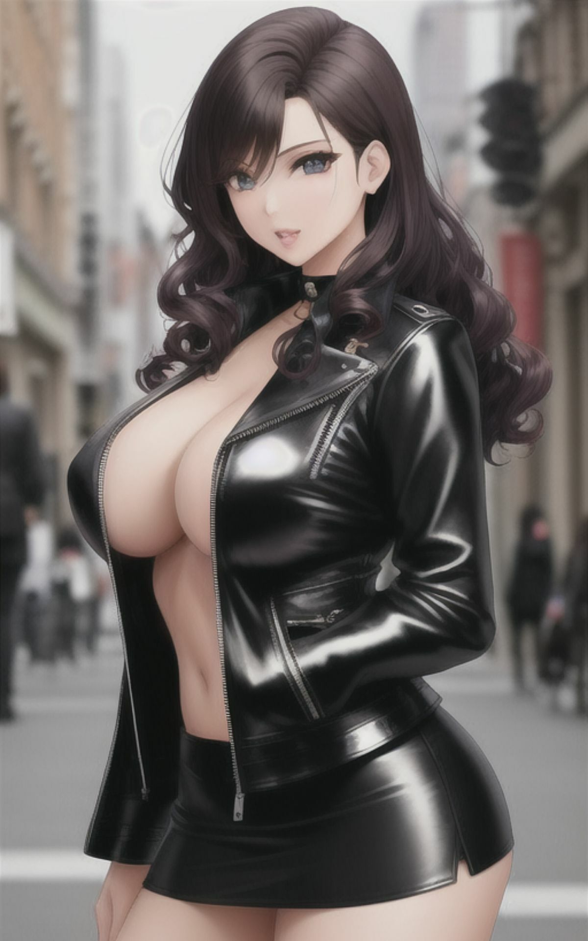 サンプル画像6:AI美女イラストvol.10魅惑の黒革(AI Girls Creation) [d_288899]