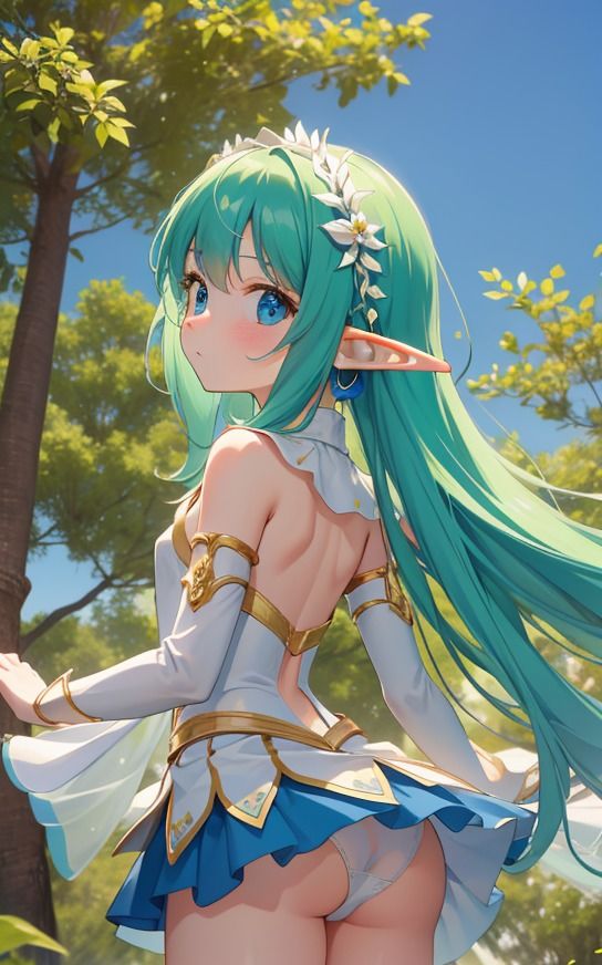 サンプル画像1:【エルフのパンチラ】美少女イラスト集【73枚】(AIカスタムラボ) [d_288943]