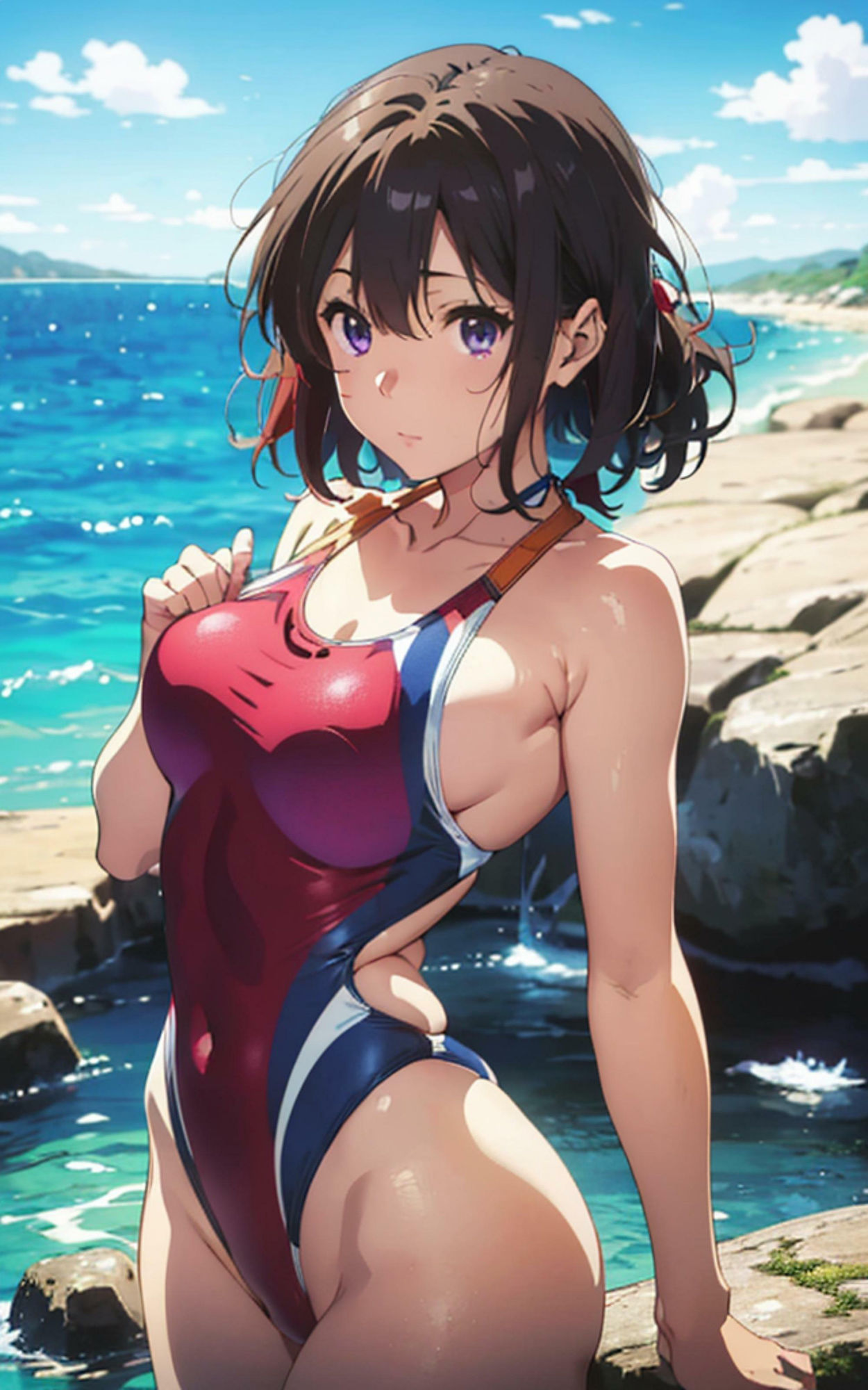 サンプル画像2:美少女研究本vol.1（競泳水着編） ポロリもあるよ(画像生成マン) [d_289163]