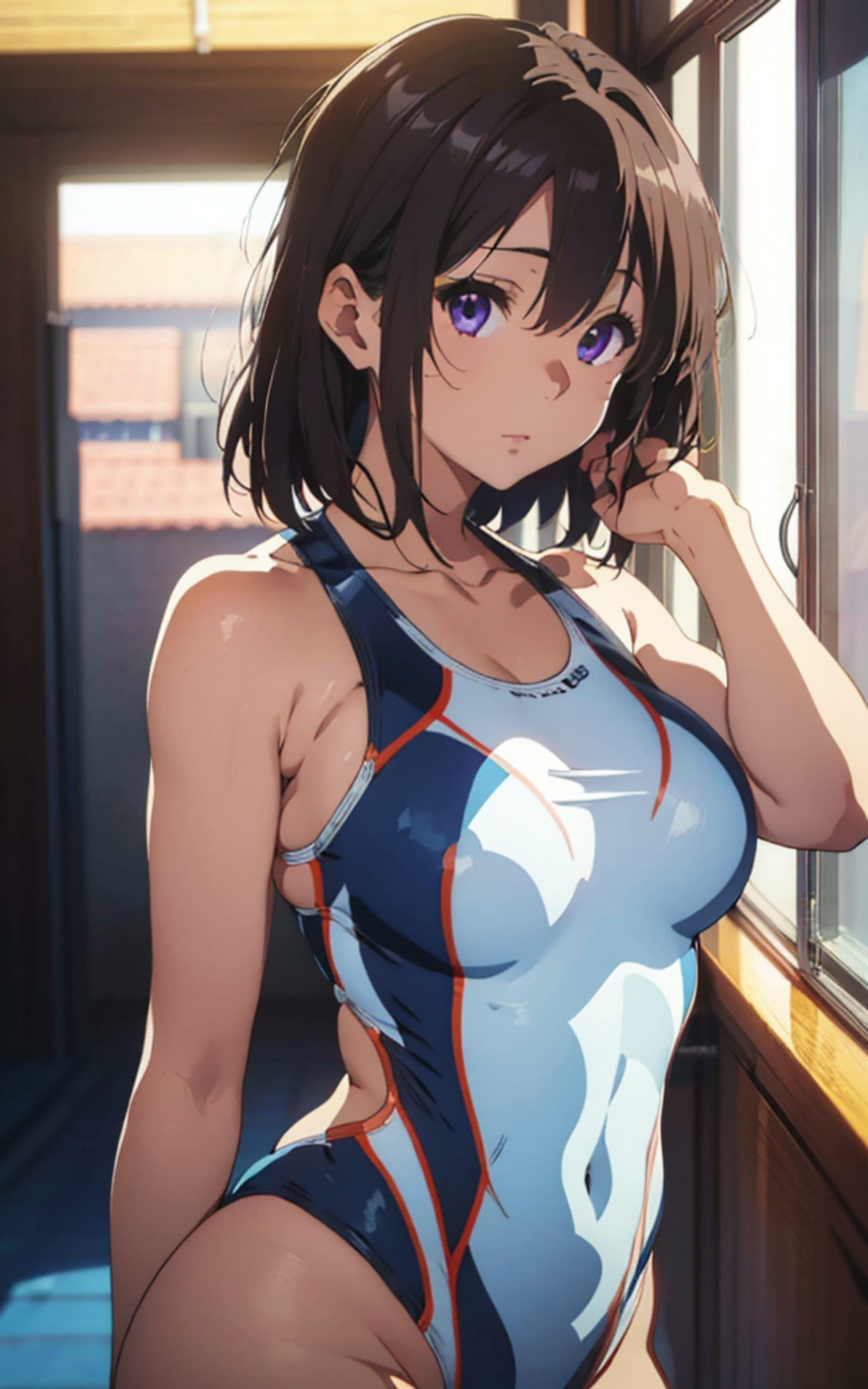 サンプル画像5:美少女研究本vol.1（競泳水着編） ポロリもあるよ(画像生成マン) [d_289163]