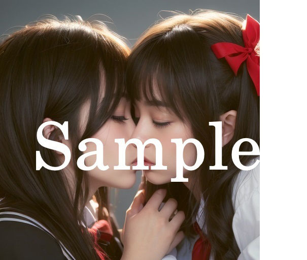 サンプル画像2:女子校生 百合キス 【AIアートイラスト集】(ふぇち職人) [d_289588]