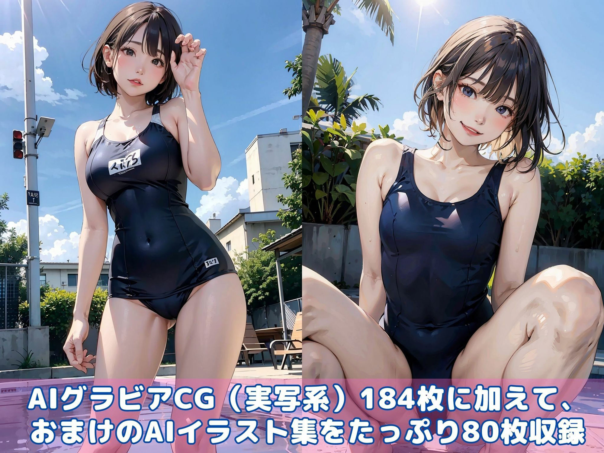 スク水好きでしょ？特別に着てあげる【AIグラビアCG集Vol.02】
