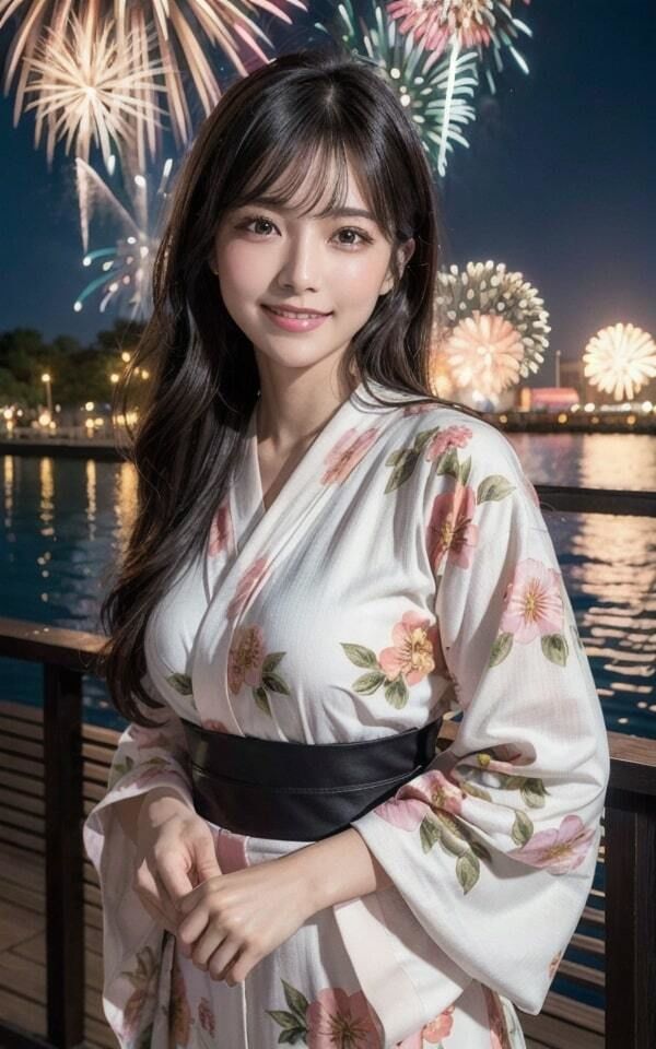 サンプル画像1:花火大会の夜にえちえち浴衣美女とセックス(AIby) [d_290215]