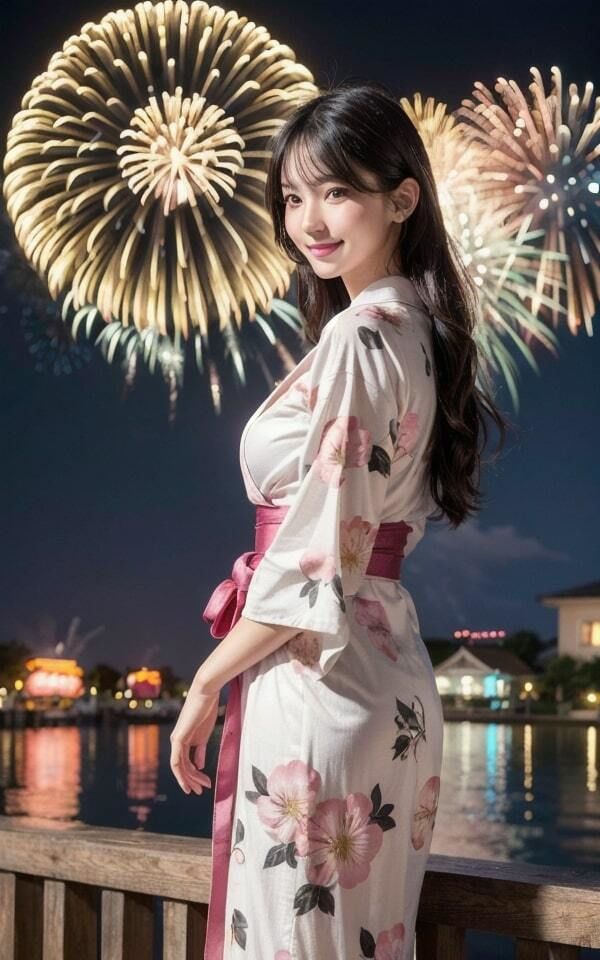 サンプル画像4:花火大会の夜にえちえち浴衣美女とセックス(AIby) [d_290215]