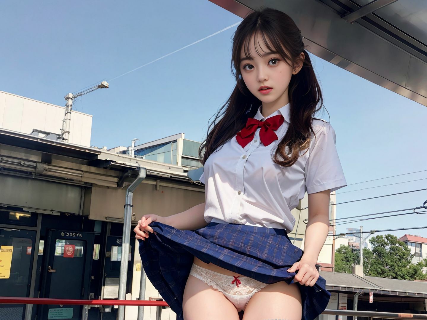 サンプル画像5:パンチラJKコレクション 清楚系女子のスカートの中身は…？(淫獣ぱんだ会) [d_290271]