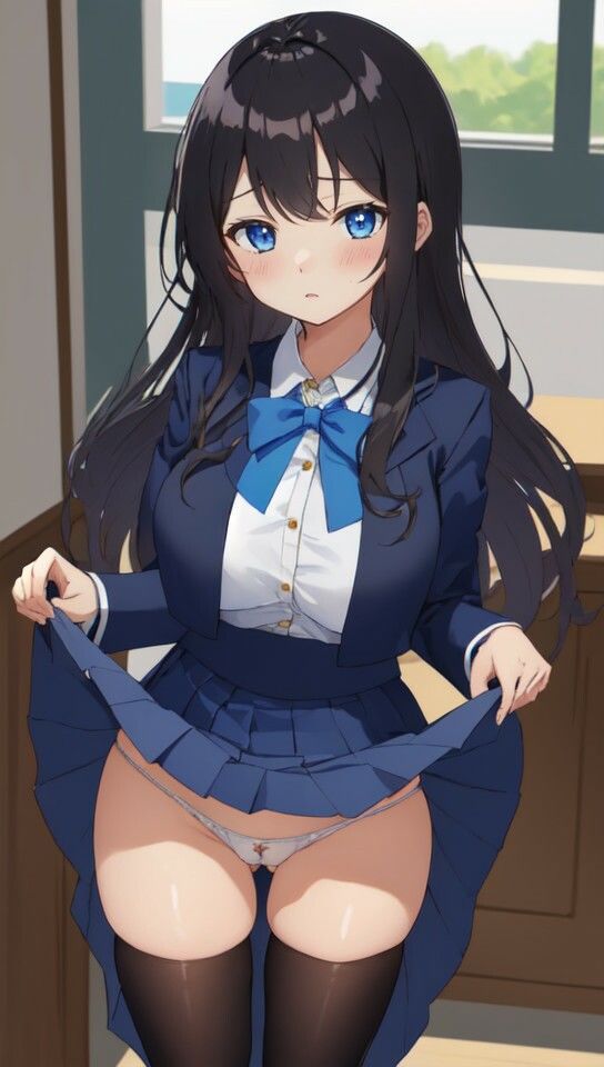 サンプル画像1:黒髪ロング巨乳制服美少女と正常位エッチ(NO6AI) [d_290286]