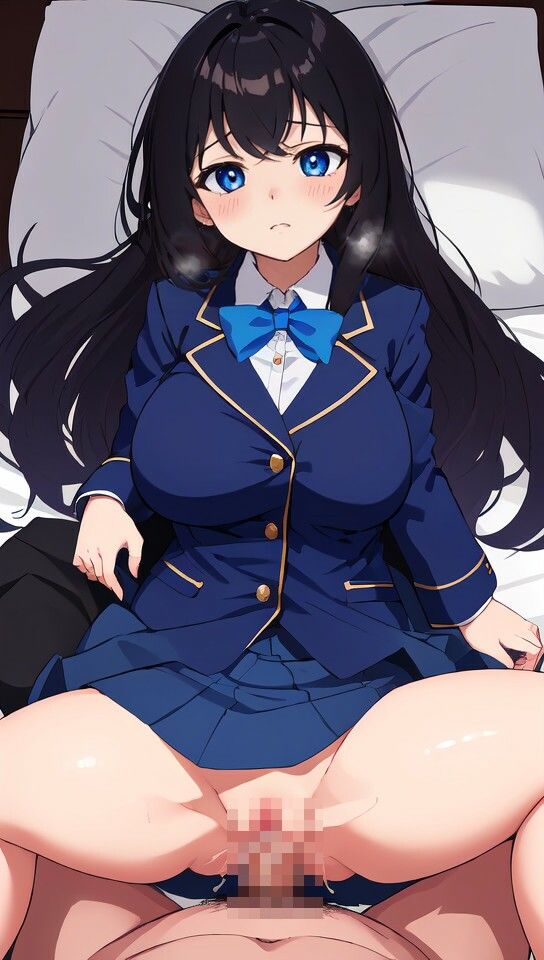 サンプル画像4:黒髪ロング巨乳制服美少女と正常位エッチ(NO6AI) [d_290286]