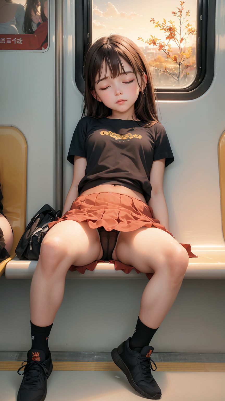 サンプル画像5:電車で寝てしまった少女のパンツを楽しむためのイラスト集(kaimei) [d_290350]
