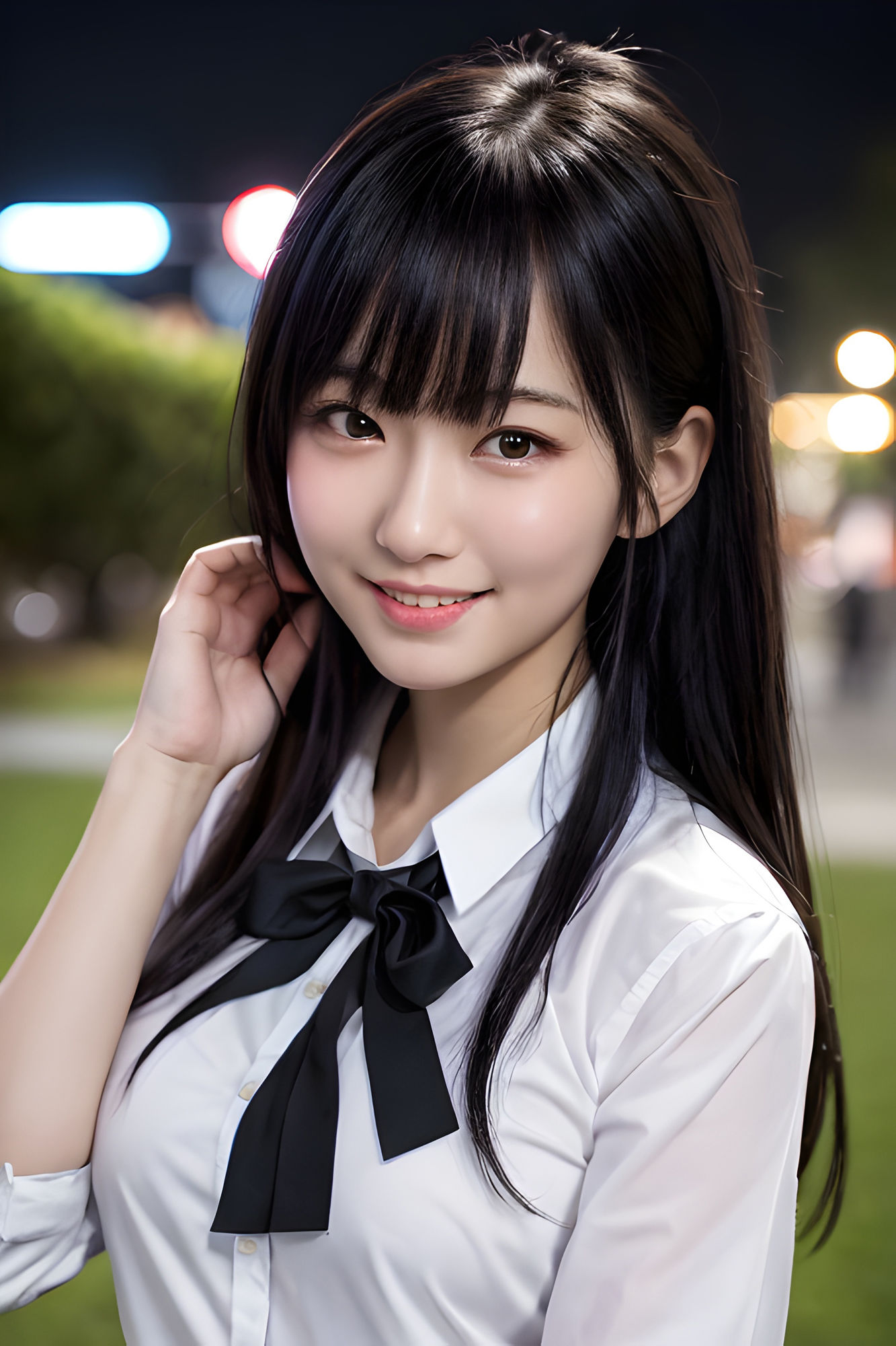 サンプル画像2:夜の公園、女子校生達は露出がしたい。(夢見るAI堂) [d_290363]