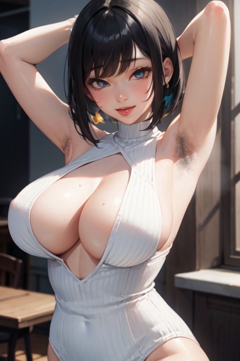 サンプル画像2:ノースリーブ腋見せまとめ（AI生成）（基本29枚＋腋毛差分29枚）(@henry336) [d_290486]