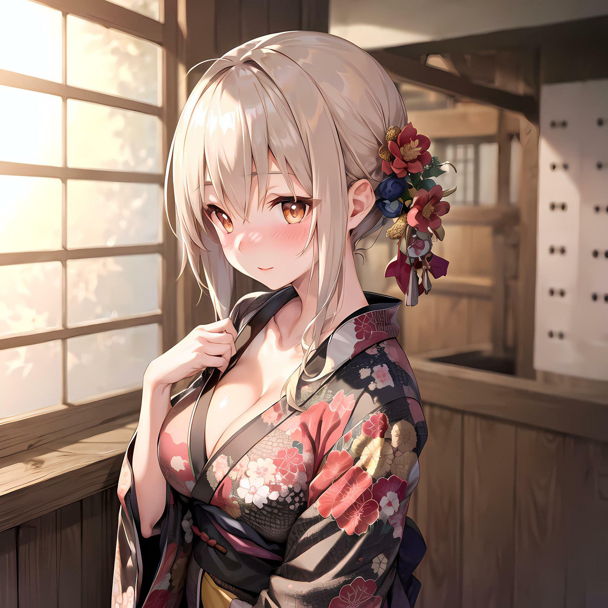 サンプル画像1:和服フェチ 谷間全開メス顔な和服娘の騎乗位中出し編(フェチ工房) [d_290597]