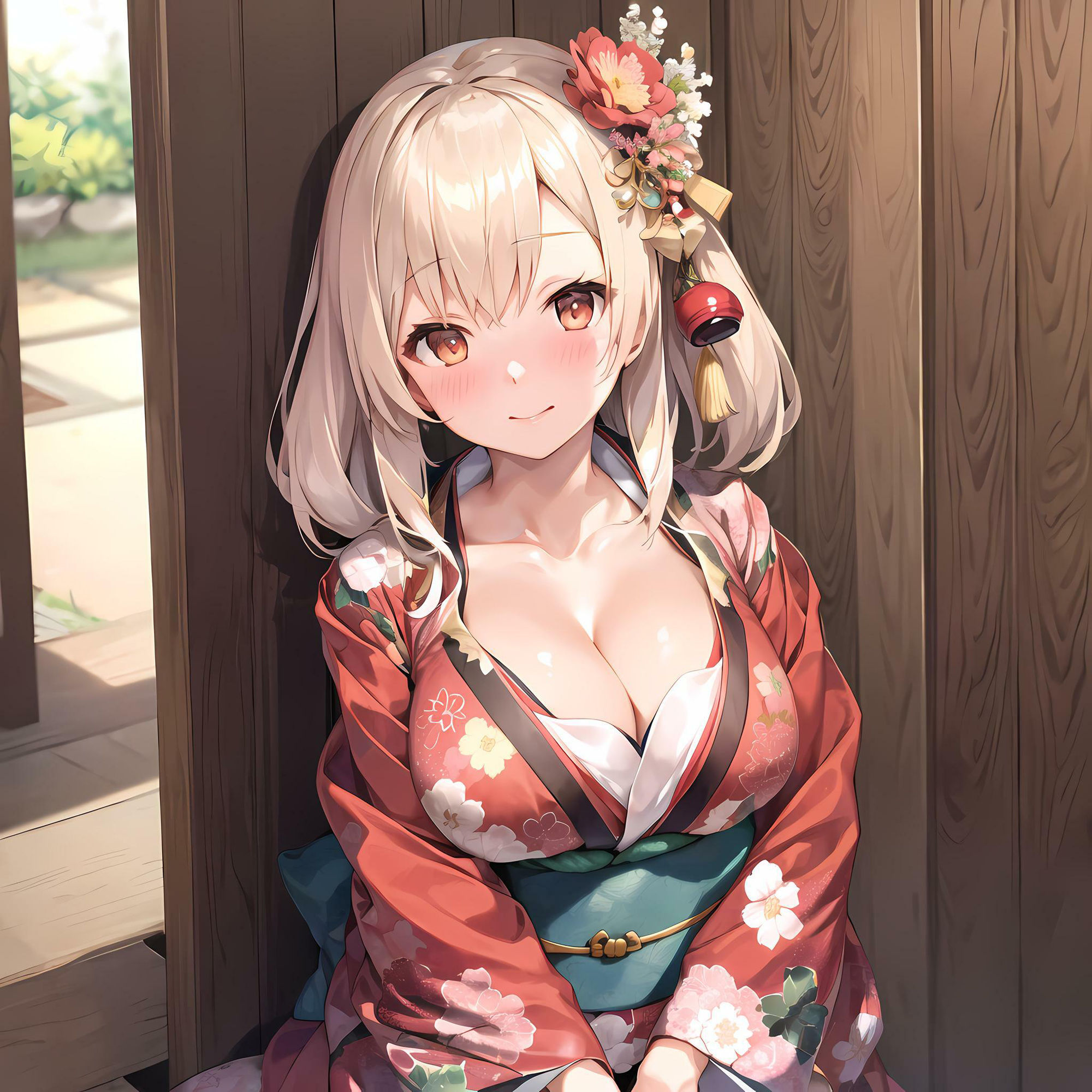 サンプル画像2:和服フェチ 谷間全開メス顔な和服娘の騎乗位中出し編(フェチ工房) [d_290597]