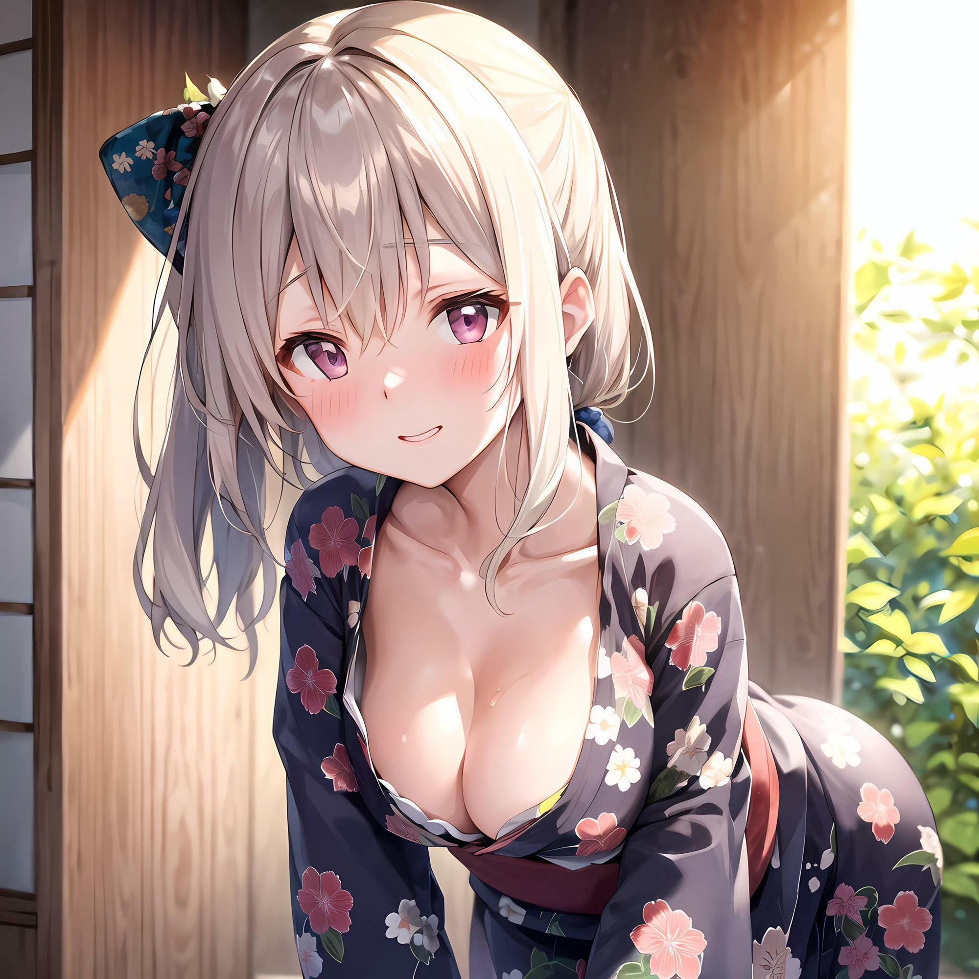 サンプル画像5:和服フェチ 谷間全開メス顔な和服娘の騎乗位中出し編(フェチ工房) [d_290597]