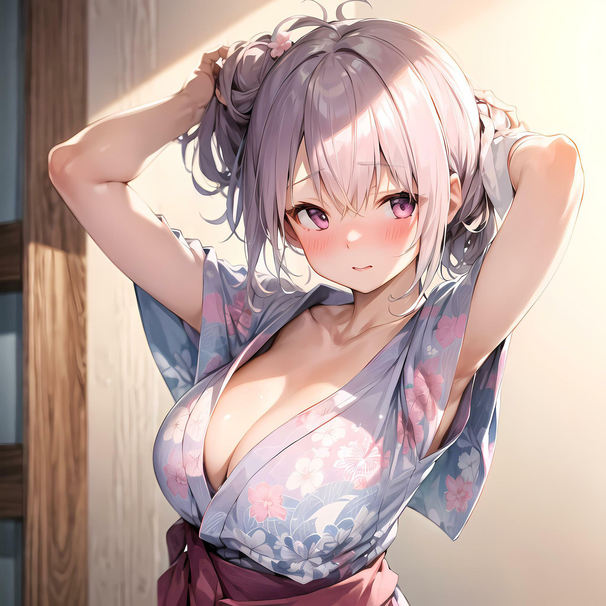 サンプル画像6:和服フェチ 谷間全開メス顔な和服娘の騎乗位中出し編(フェチ工房) [d_290597]