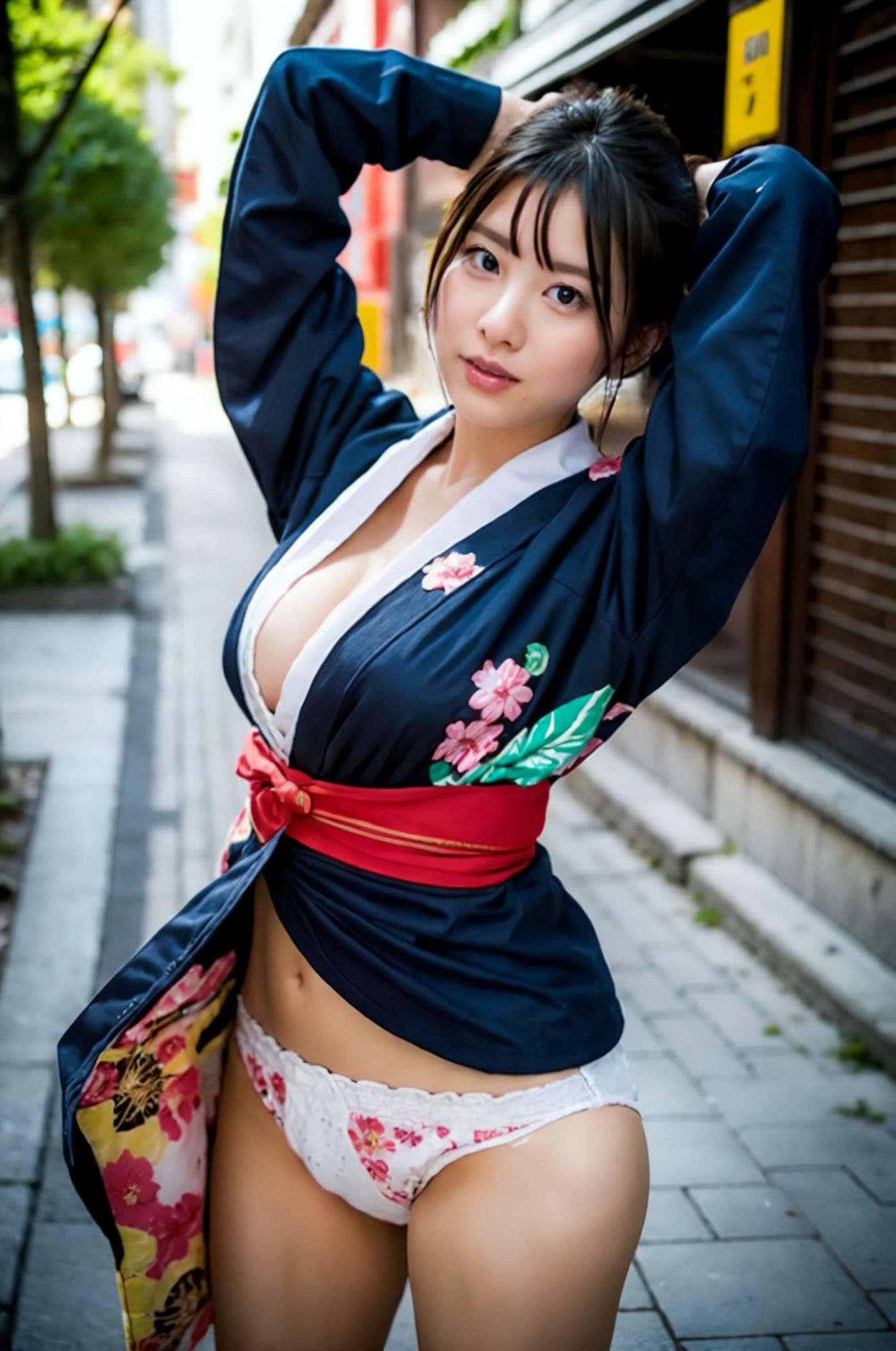 サンプル画像3:暑すぎてどんどんはだける浴衣美人 〜妄想AI美女イラスト集vol.12 浴衣 和服 満載〜(妄想グラビア出版) [d_290666]