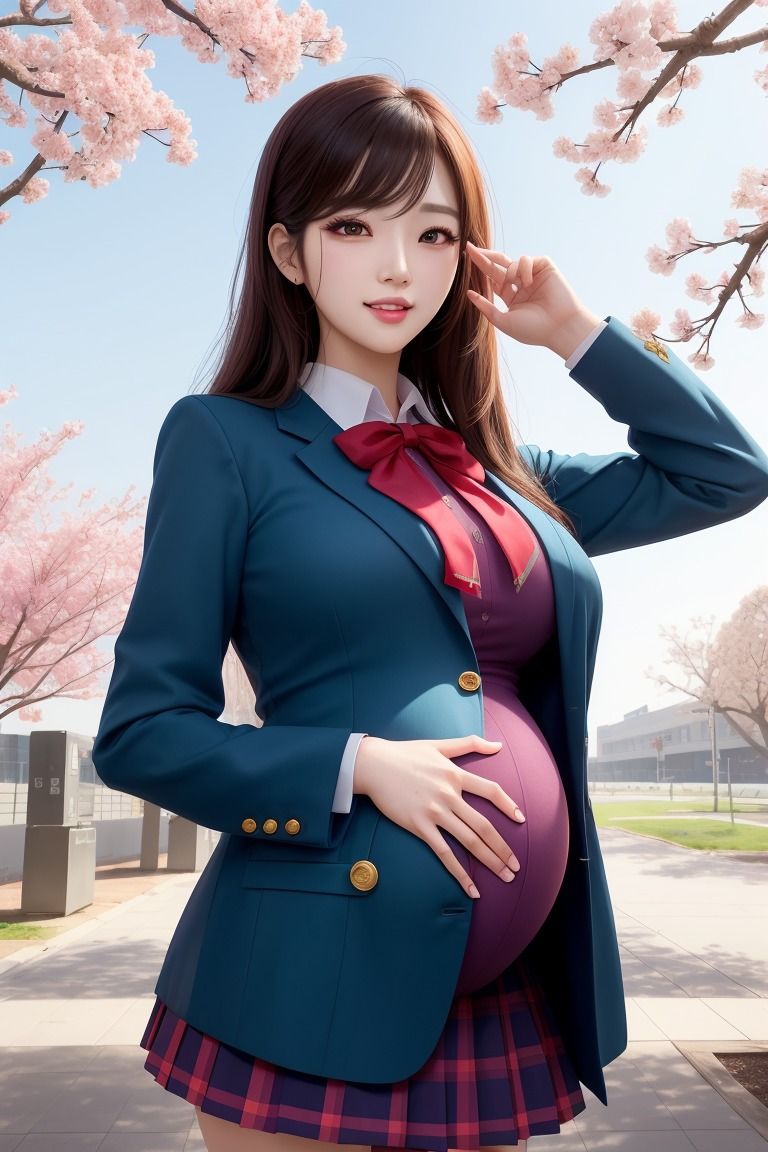 サンプル画像1:妊娠してる女子校生のイラスト集(ビタミン) [d_290789]