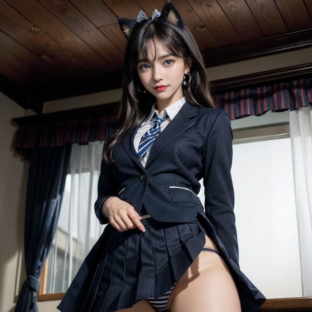 サンプル画像1:ケモ耳制服びしょ濡れ性交(AI美女図鑑) [d_290948]