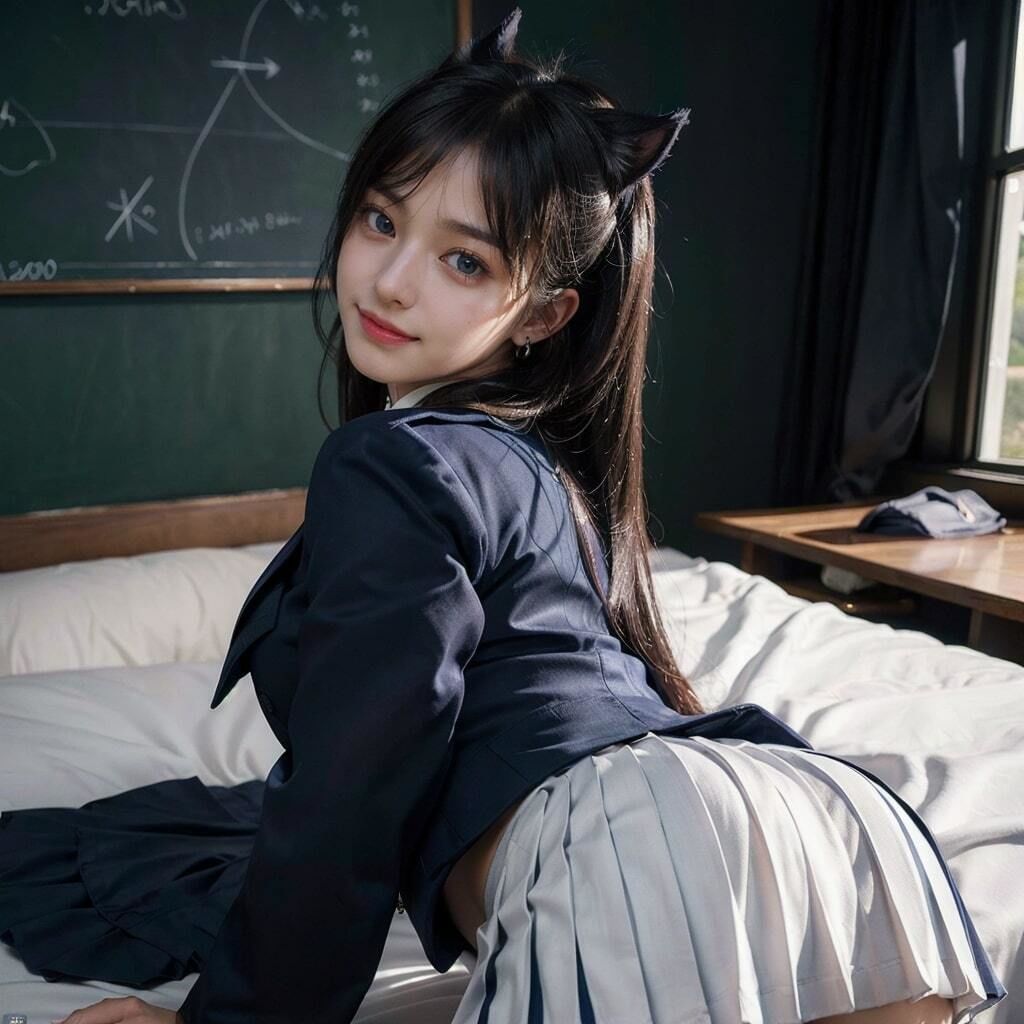 サンプル画像4:ケモ耳制服びしょ濡れ性交(AI美女図鑑) [d_290948]