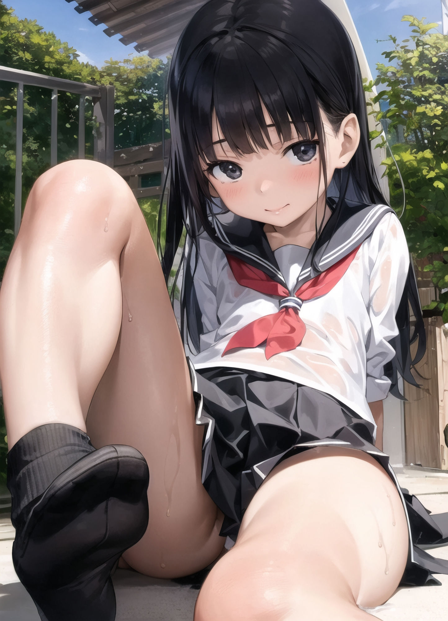 サンプル画像2:【画像枚数500枚】むれむれ黒ソックスセーラー服娘ちゃん その2【AI生成】(かさね) [d_291335]