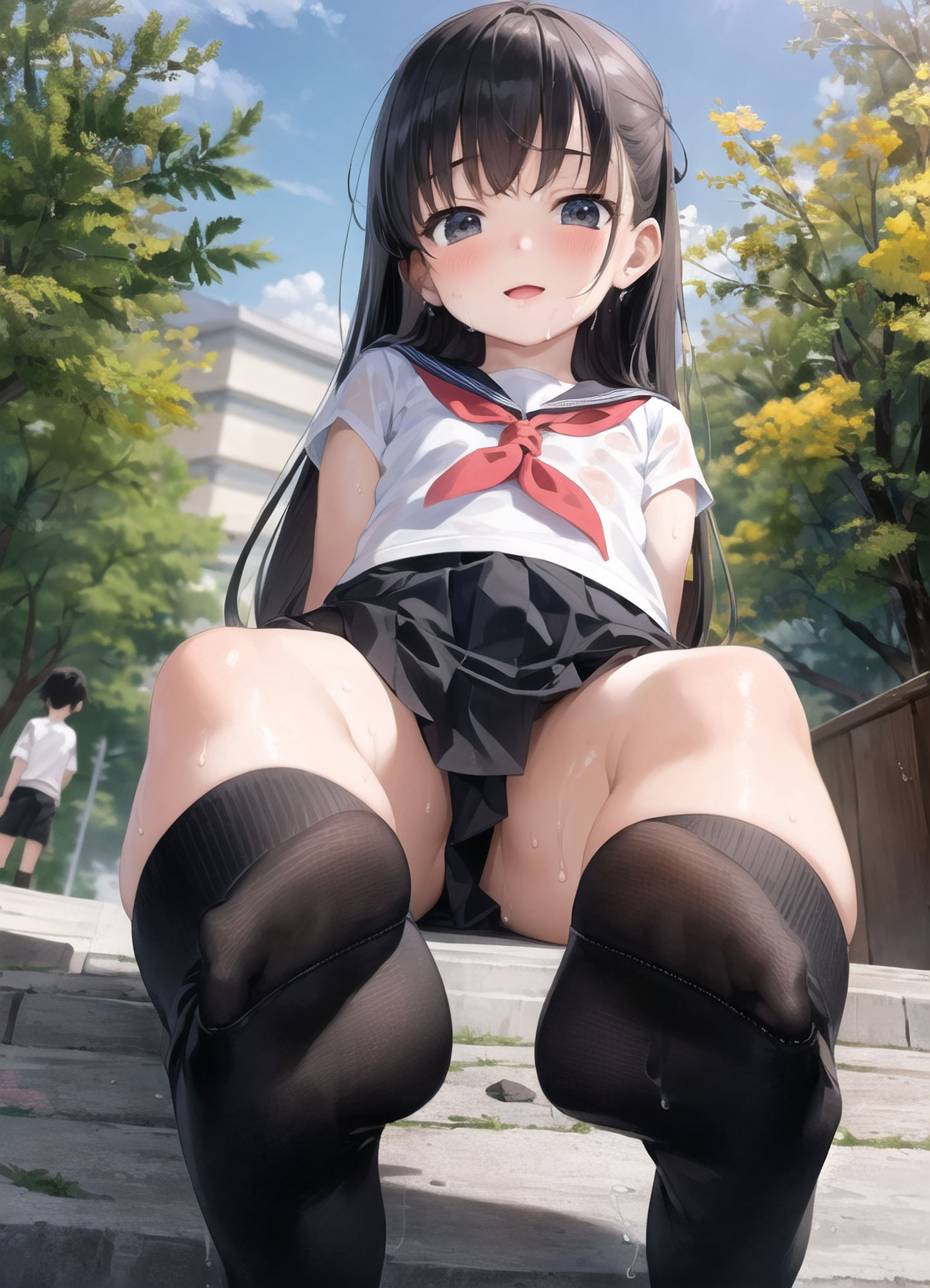 サンプル画像4:【画像枚数500枚】むれむれ黒ソックスセーラー服娘ちゃん その2【AI生成】(かさね) [d_291335]