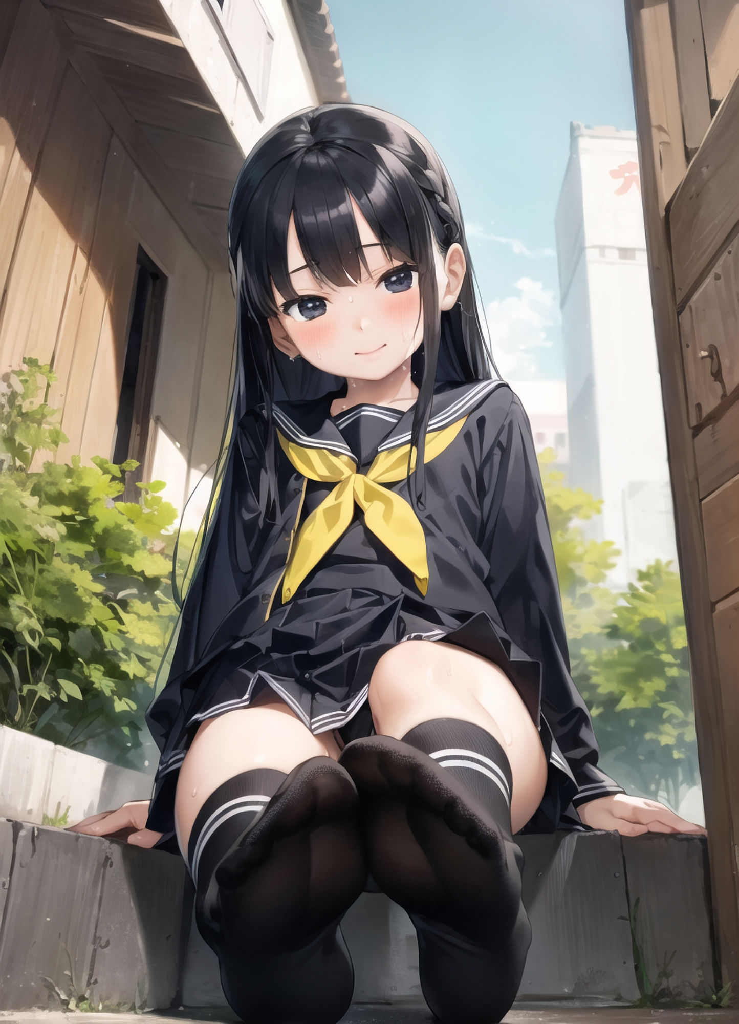 サンプル画像5:【画像枚数500枚】むれむれ黒ソックスセーラー服娘ちゃん その2【AI生成】(かさね) [d_291335]