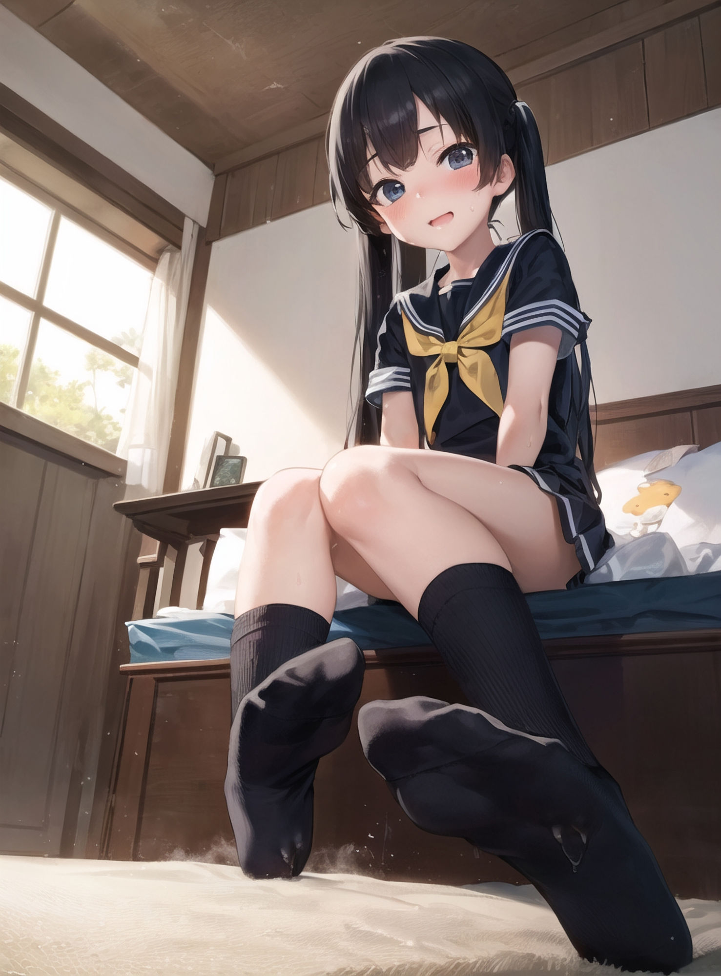 サンプル画像6:【画像枚数500枚】むれむれ黒ソックスセーラー服娘ちゃん その2【AI生成】(かさね) [d_291335]