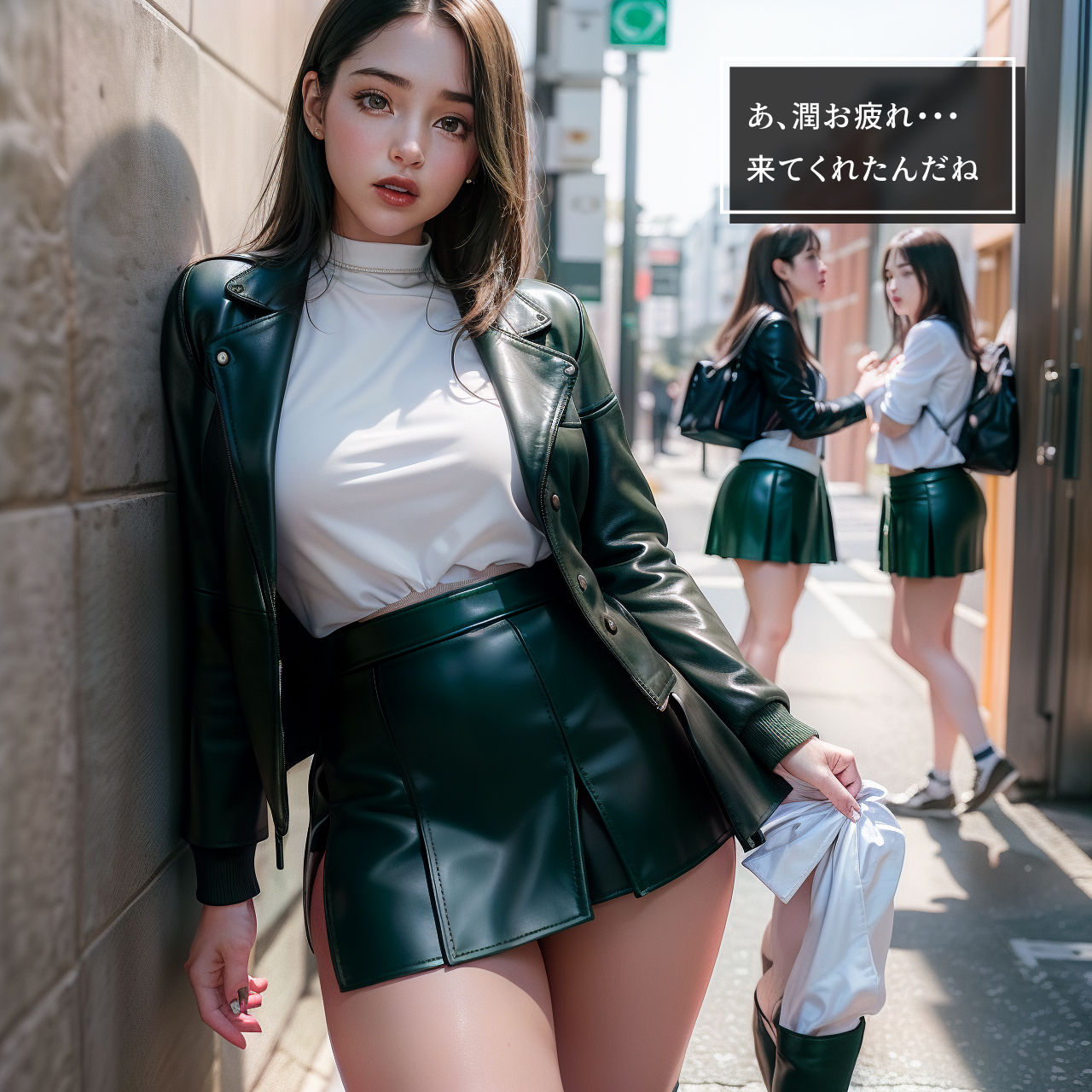 サンプル画像3:【私立フェムドム女子学園】男子生徒は僕一人・ムチムチな体にピチピチのレザー制服を着た女子校生(M男出版) [d_291432]