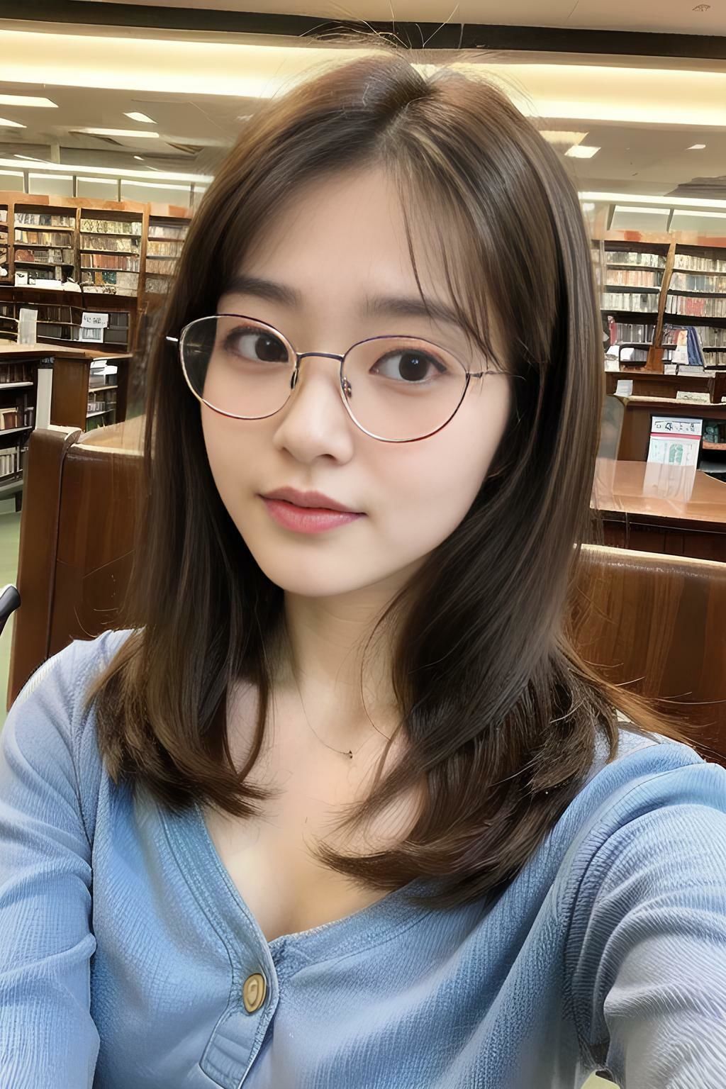 サンプル画像2:図書館での秘め事(AI Factory) [d_292380]