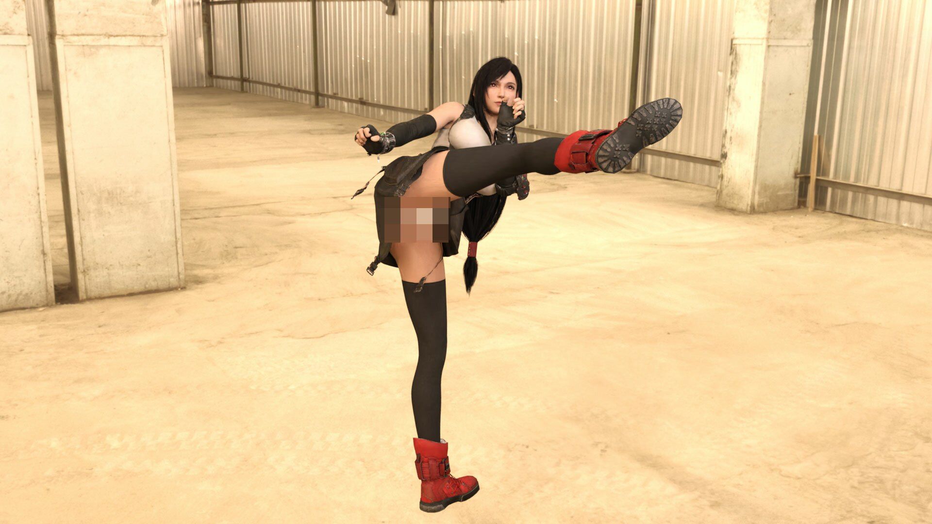 サンプル画像2:どこかで見たようなRPGの格闘女性コスプレ格闘ハイキックパンチラ(Ozone_Layer) [d_292552]